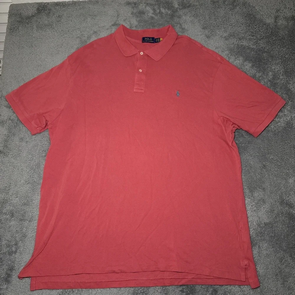Polo Ralph Lauren Men's Size 3XB Big Salmon Short Sleeve Shirt Blue Pony Polo